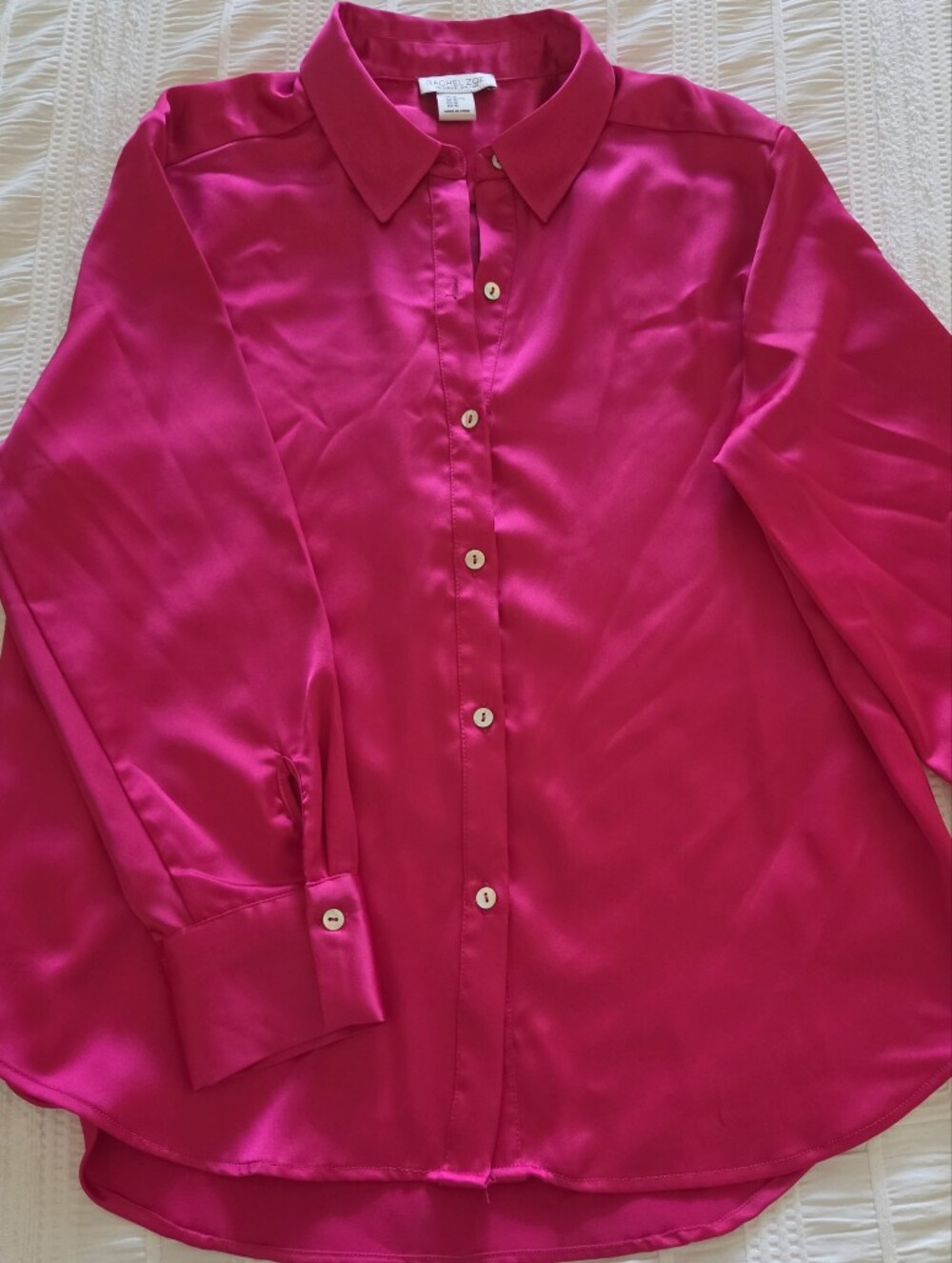 Rachel Zoe Women's Satin Button-Up Shirt in Bright Fuchsia